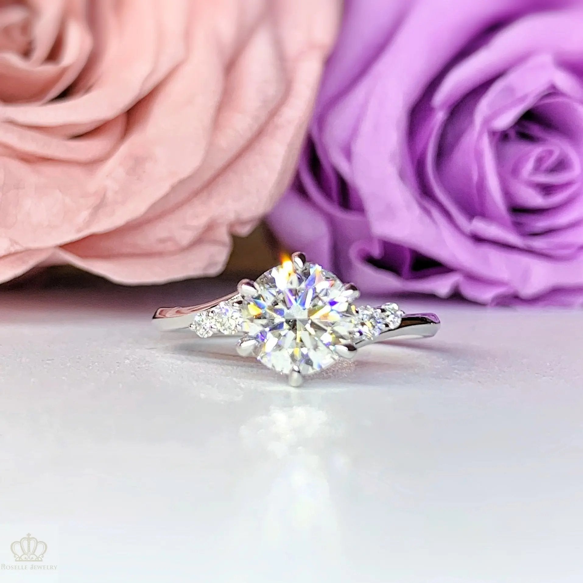 LGR071 - Twist Side Stone Lab Grown Diamond Engagement Ring - LG597357655 CHARLISA™