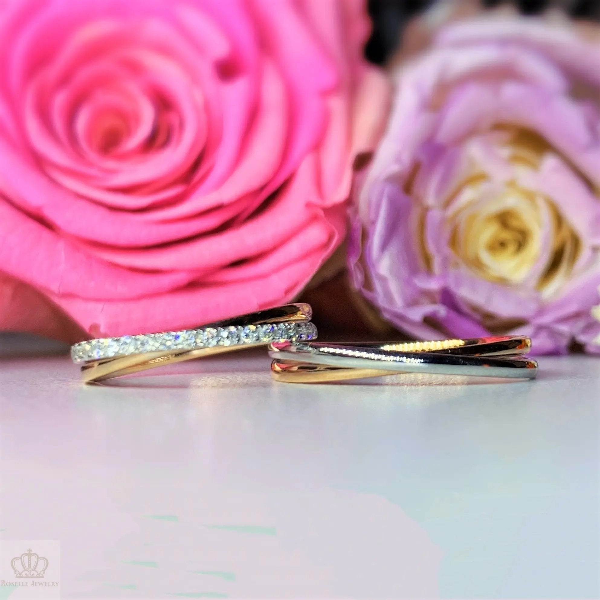 Twist Two Tone Couple Diamond Wedding Ring Set - WM20 CHARLISA™