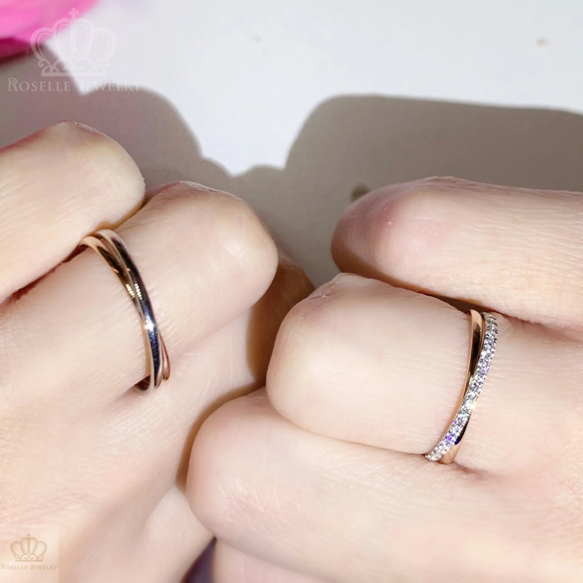 Twist Two Tone Couple Diamond Wedding Ring Set - WM20 CHARLISA™