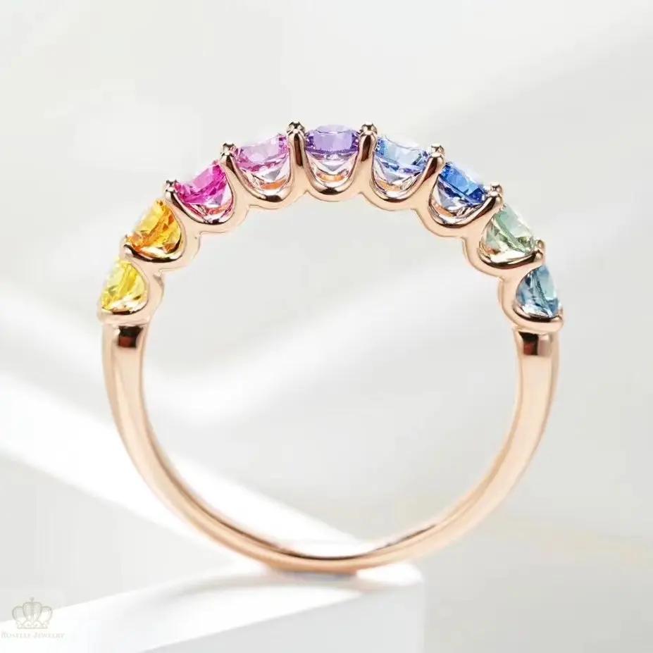 SBA001 - Rainbow Sapphire Half Ring Camélia™