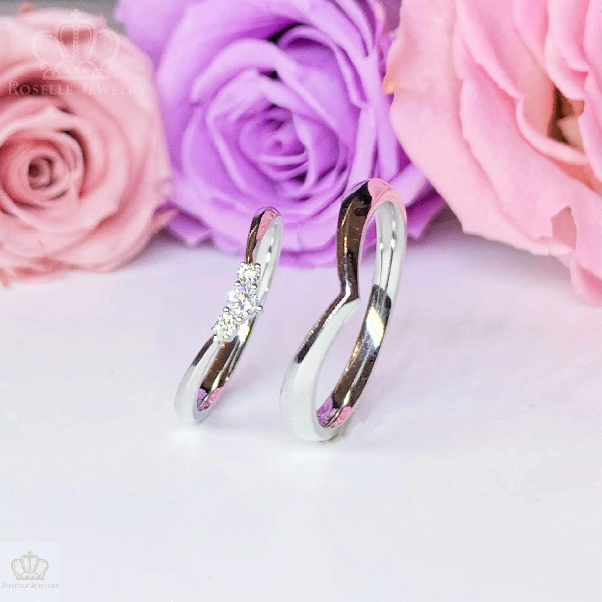 V Shape Couple Diamond Wedding Ring Set - WM29 CHARLISA™
