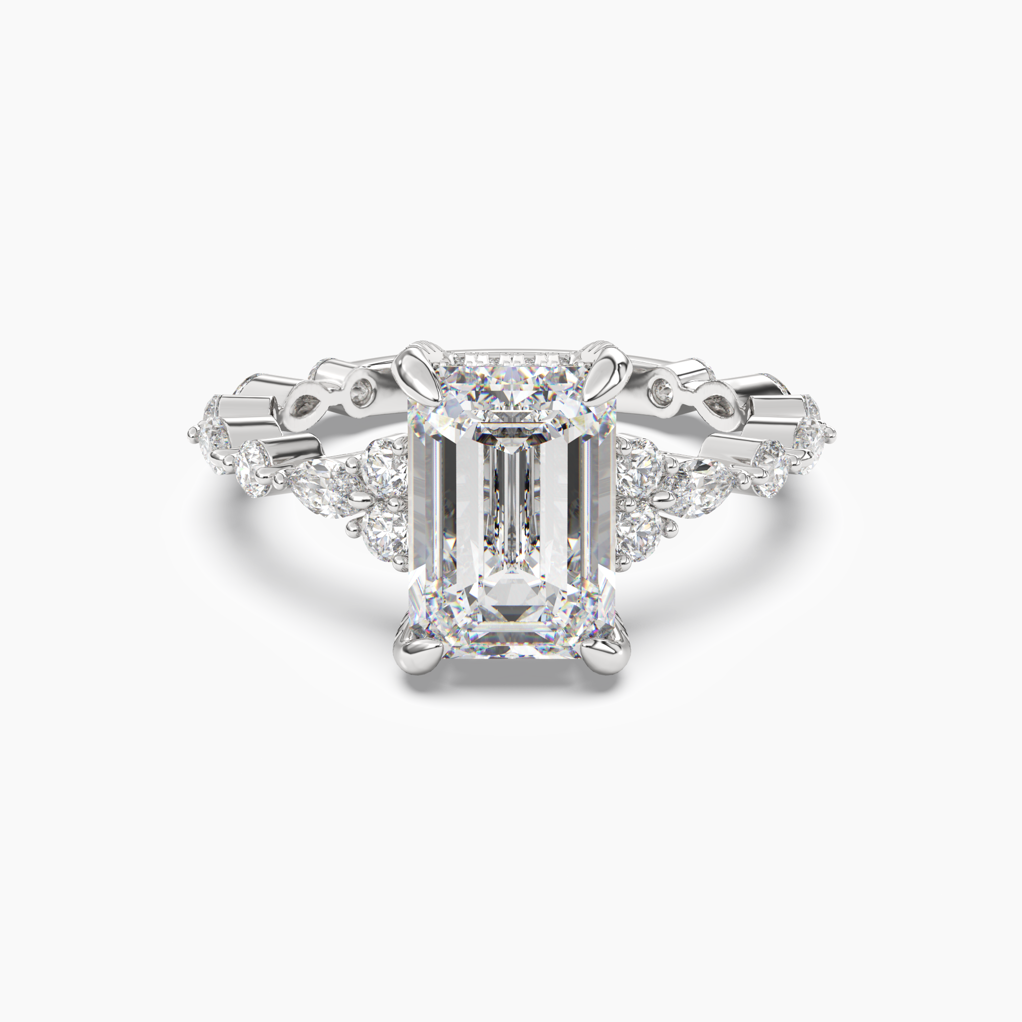 OBSER216 - Lace Emerald engagement ring setting view 1