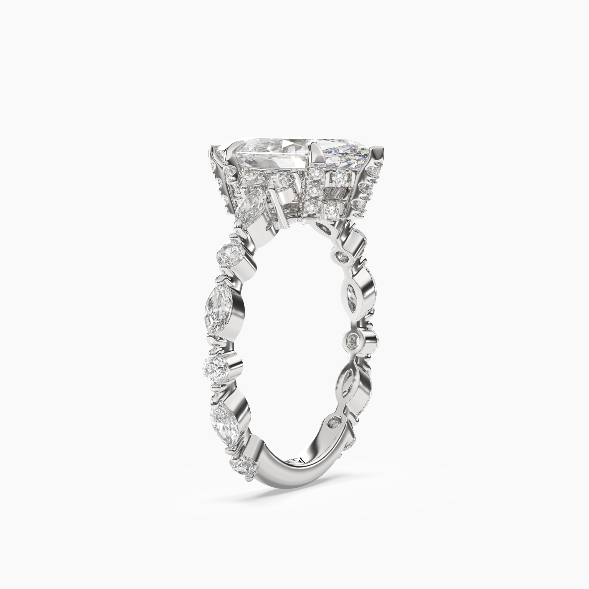 OBSER011 - Lace Marquise engagement ring setting view 2