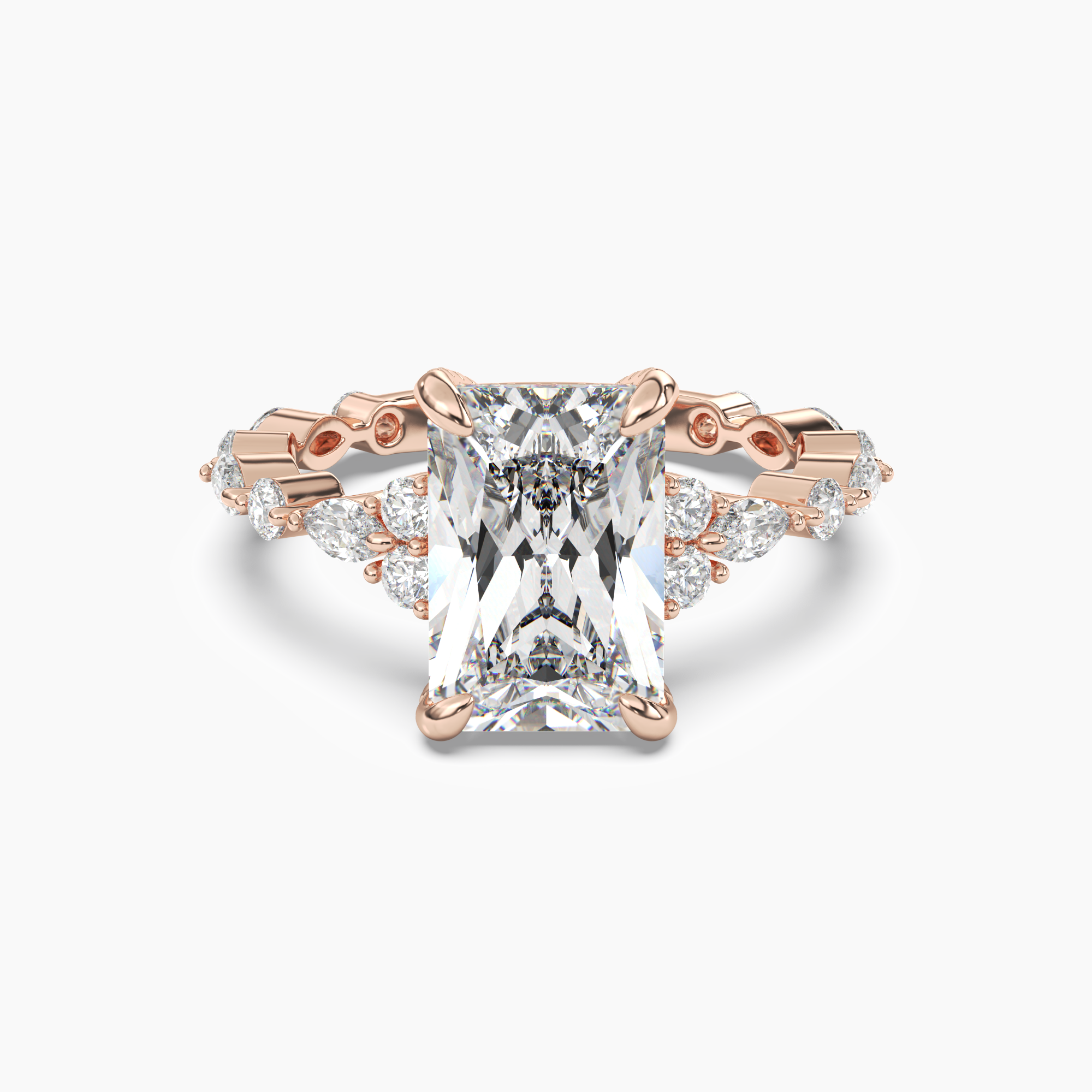 OBSER017 - Lace Radiant engagement ring setting view 7
