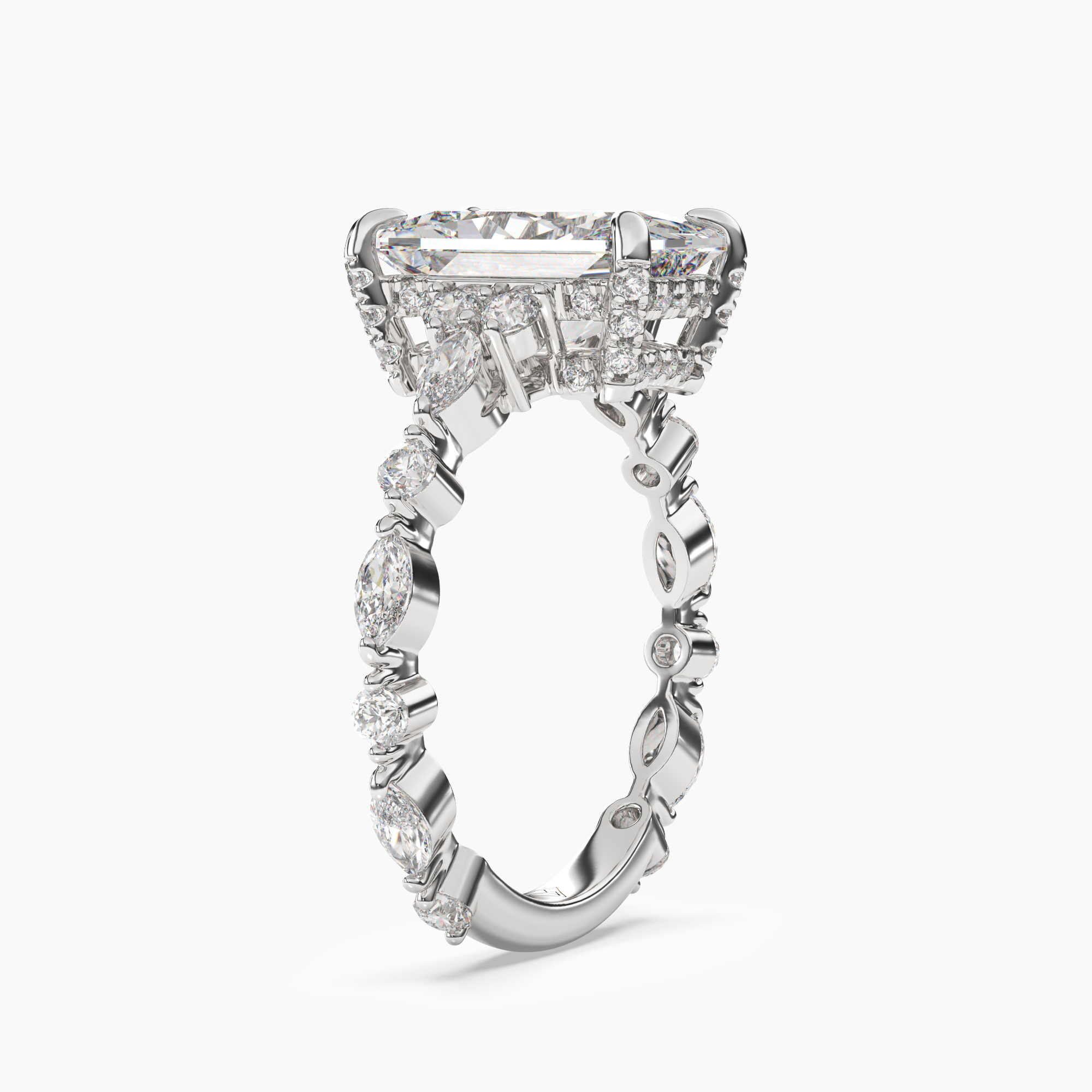 OBSER017 - Lace Radiant engagement ring setting view 2