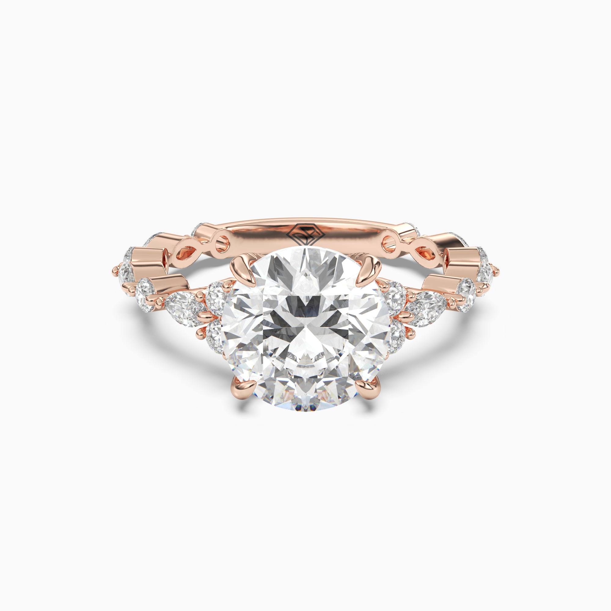 OBSER116 - Lace Round engagement ring setting view 7