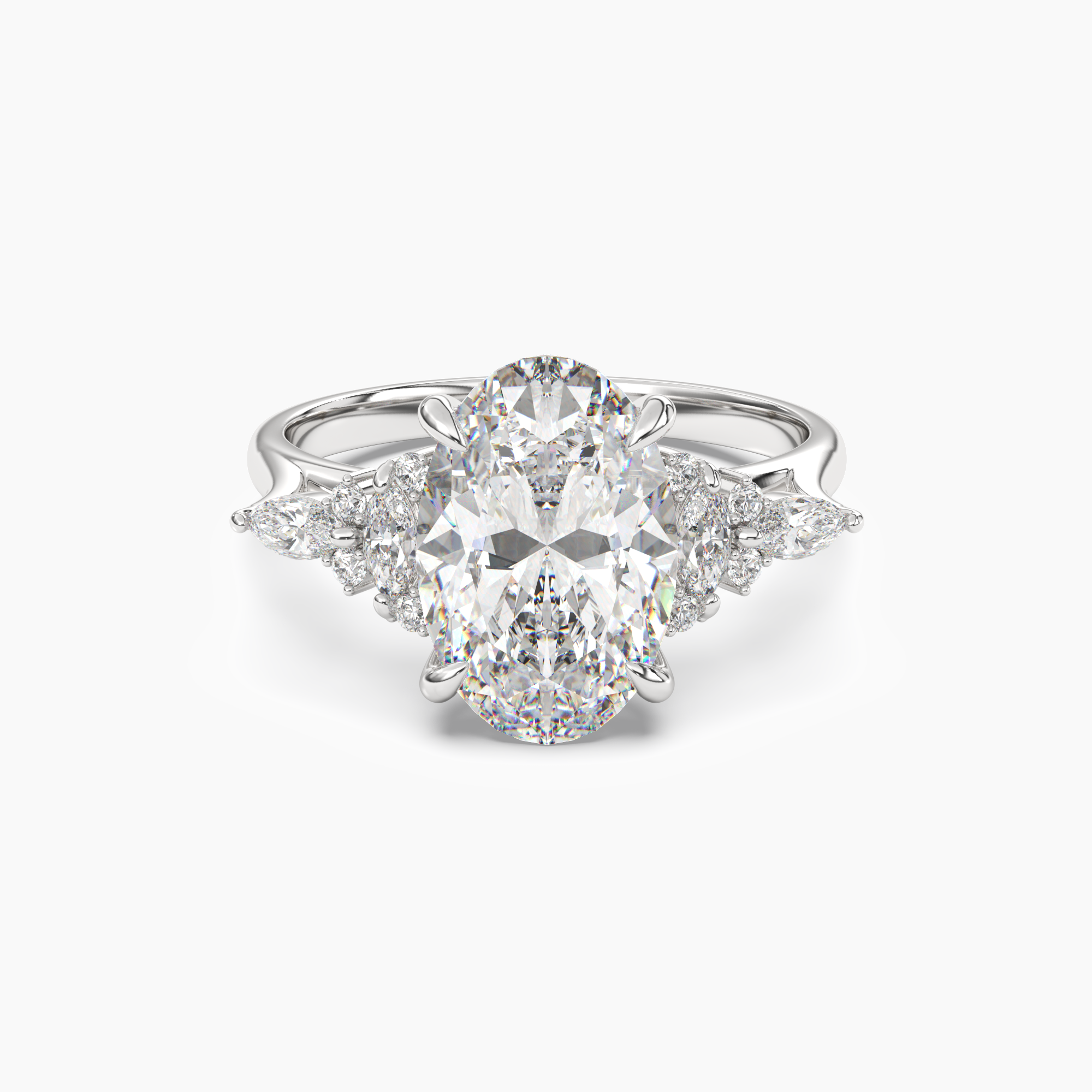 OBSER016 - Snowflake Oval engagement ring setting view 1