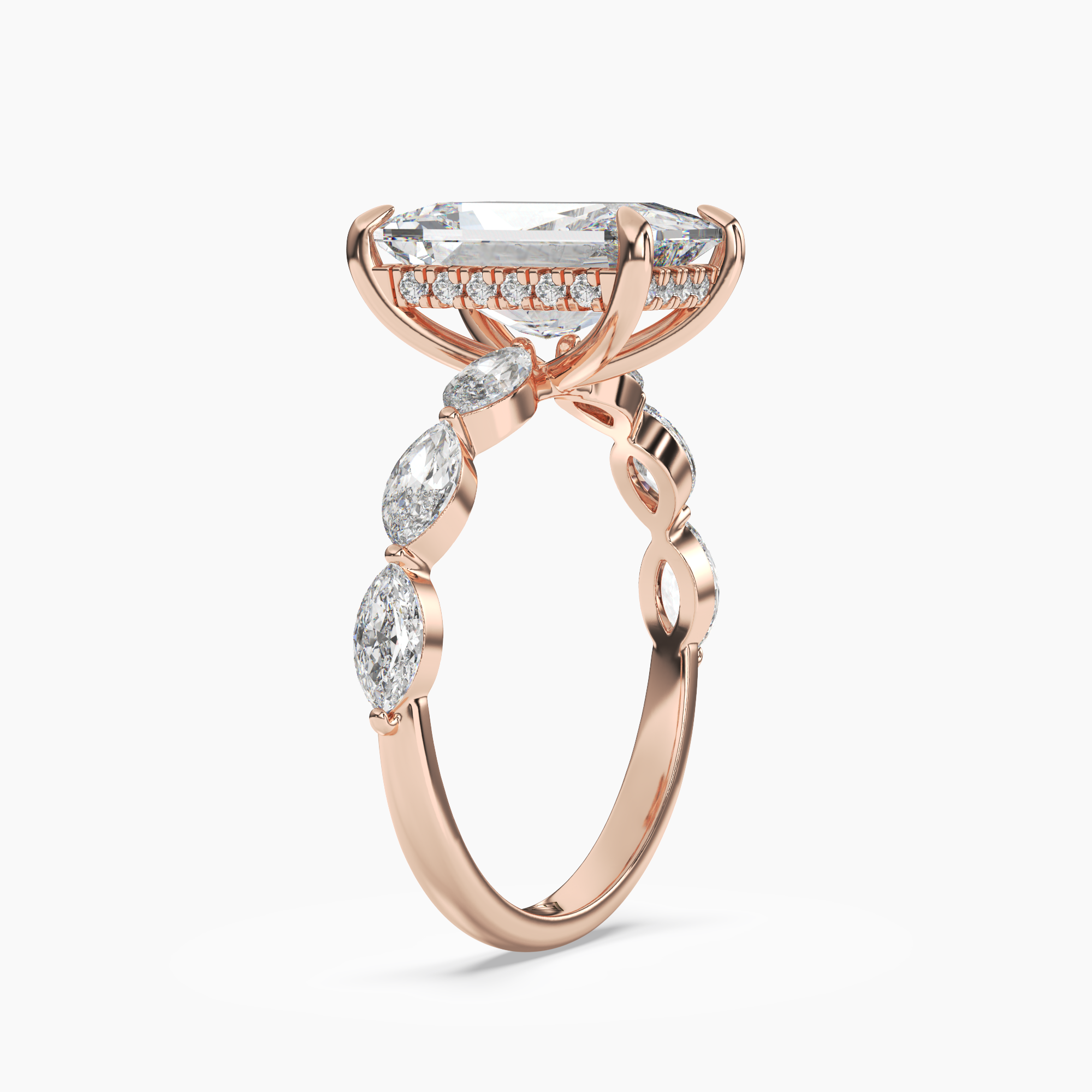 OBSER078 - Rosemist Radiant engagement ring setting view 8