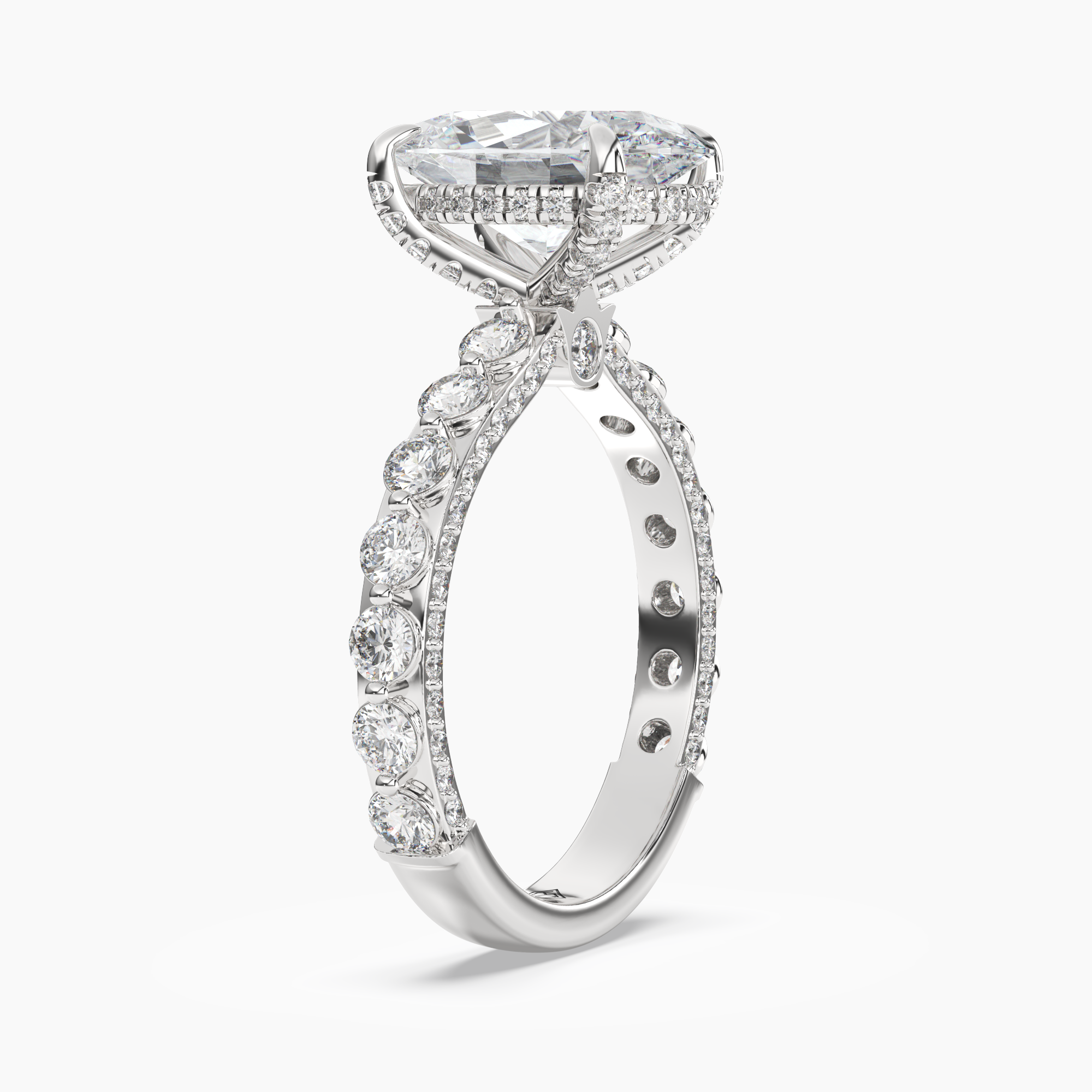 OBSER019 - Crown Oval engagement ring setting view 2