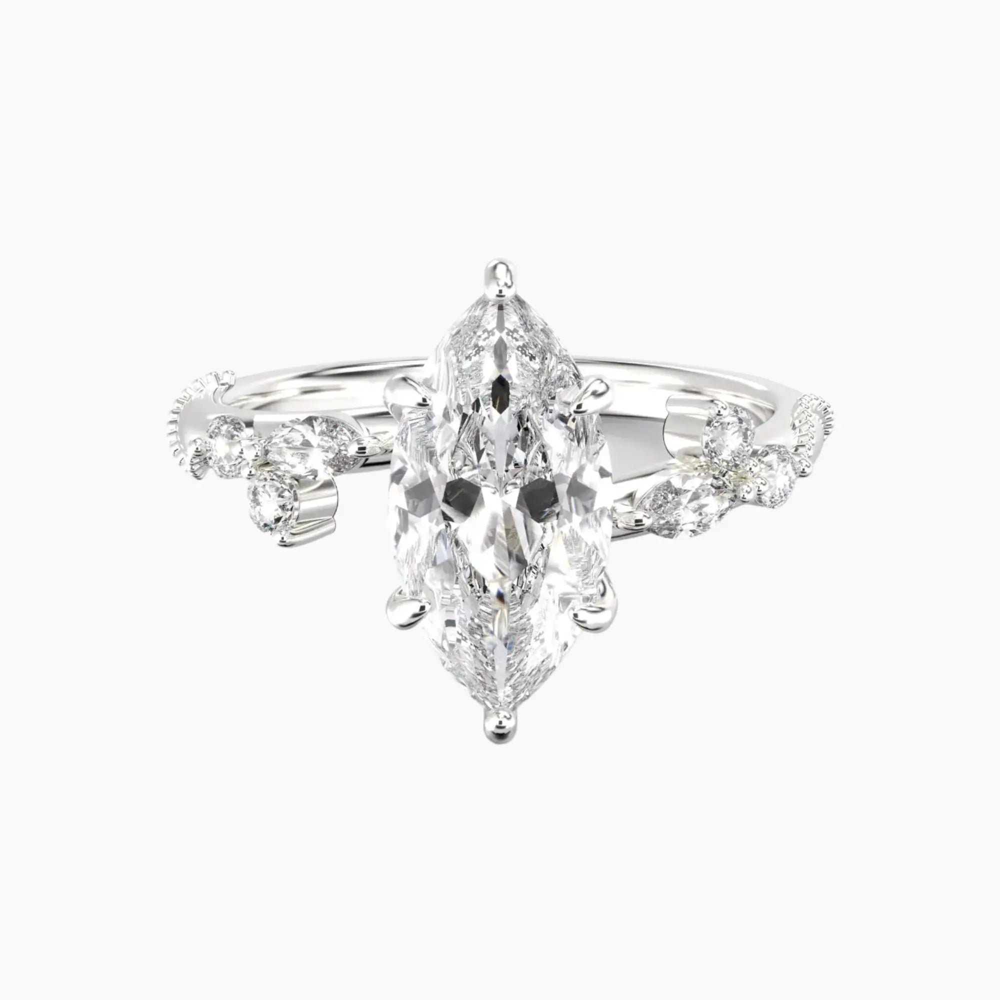 OBSER112 - Chantilly Marquise engagement ring setting view 1