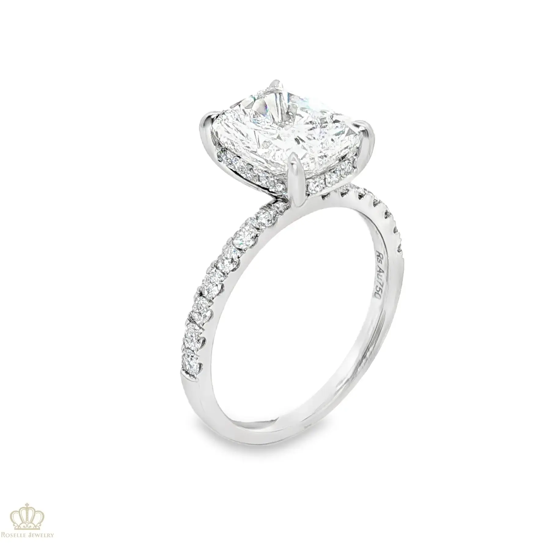 LGV253 - Instock 2.53CT 18K White Gold Vintage Hidden Halo Engagement Ring LG684504827 CHARLISA™
