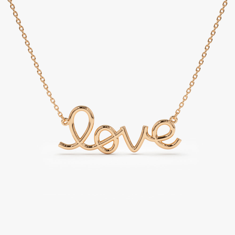 OBFJ1453 - 14k Solid Gold Love Necklace 6