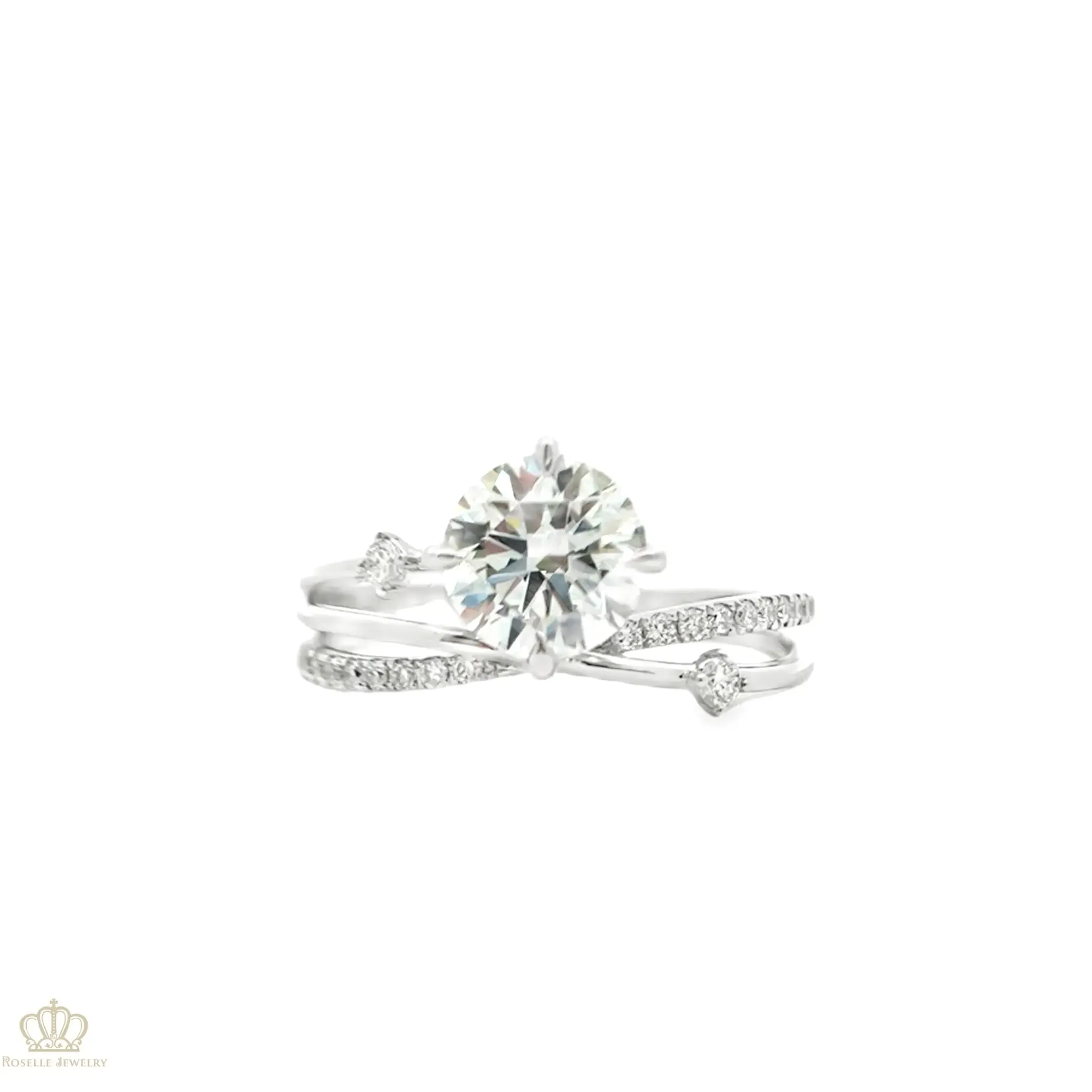 LGR059 - Instock Twist Two Tone Gold Side Stone Diamond Engagement Ring With Round 1.17CT LG622499626 CHARLISA™