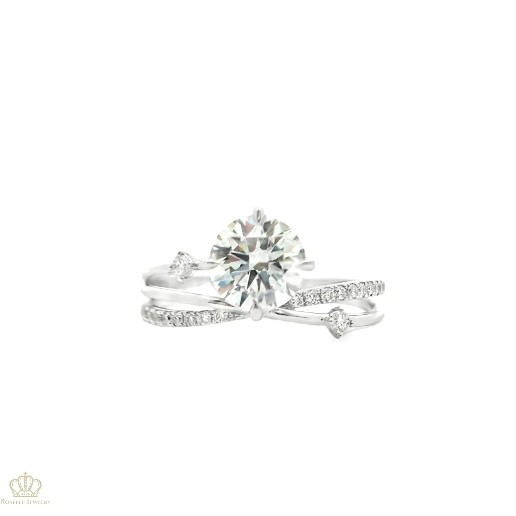 LGR059 - Instock Twist Two Tone Gold Side Stone Diamond Engagement Ring With Round 1.17CT LG622499626 CHARLISA™
