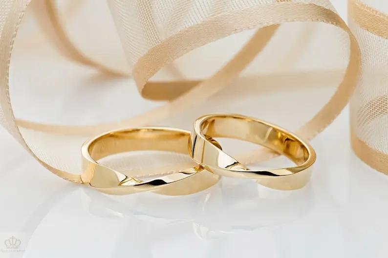 Mobius Strip Style Unique Couple Wedding Ring Set - WM33 CHARLISA™