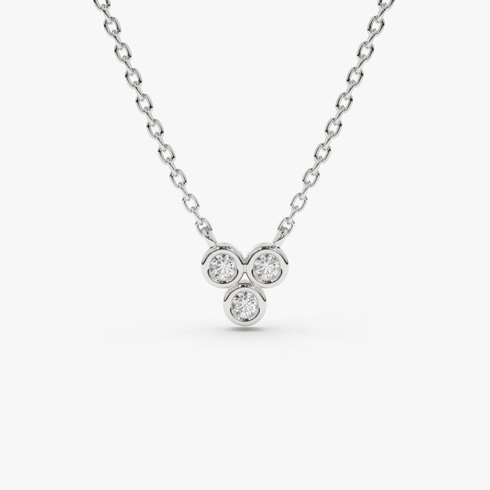 OBFJ1591 - 14k Bezel Set Trio Diamond Necklace 4