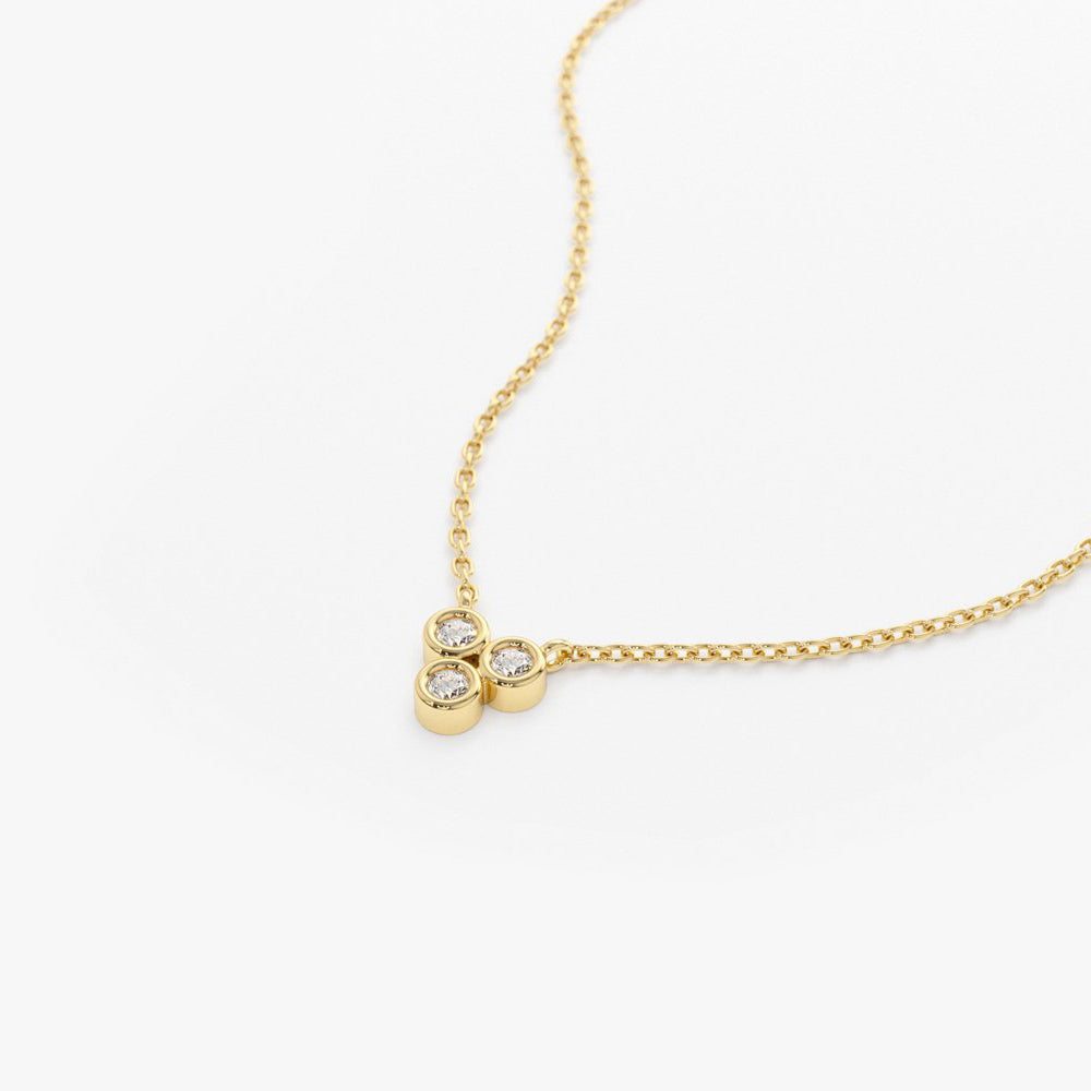 OBFJ1591 - 14k Bezel Set Trio Diamond Necklace 5