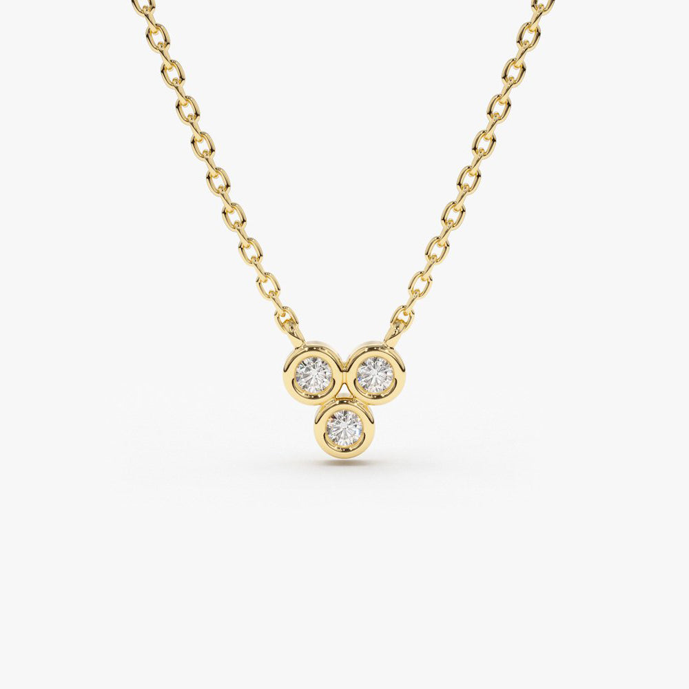 OBFJ1591 - 14k Bezel Set Trio Diamond Necklace 1