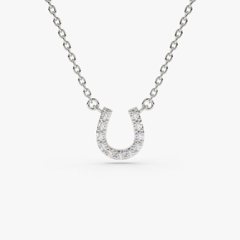 OBFJ1567 - 14K Mini Diamond Horseshoe Necklace 7