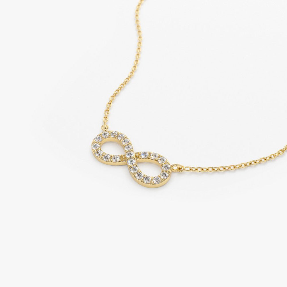 OBFJ1605 - 14K Gold Diamond Infinity Necklace 8