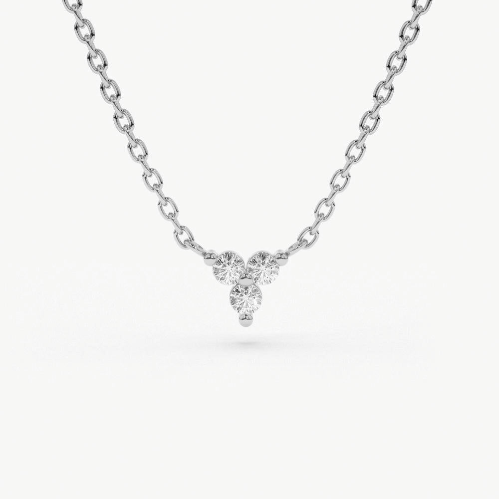 OBFJ1601 - 14K Gold Round Cut Diamond Trio Necklace 5