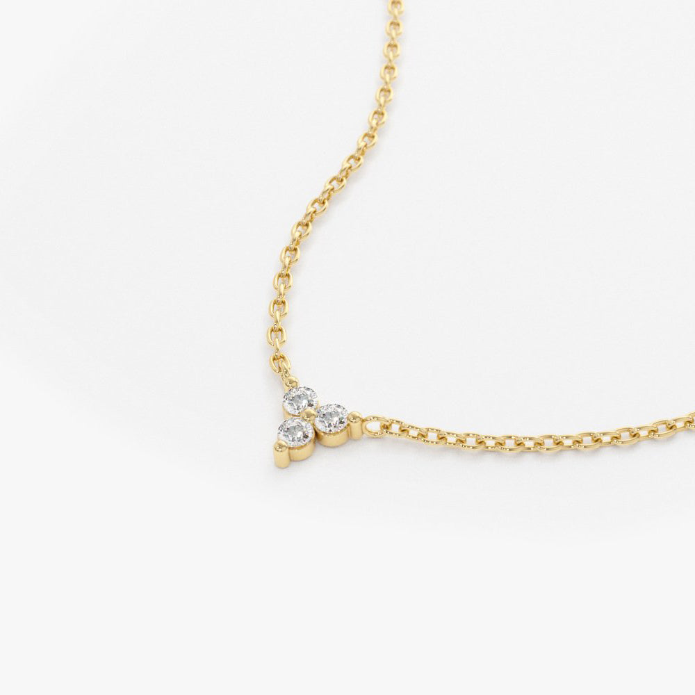 OBFJ1601 - 14K Gold Round Cut Diamond Trio Necklace 6