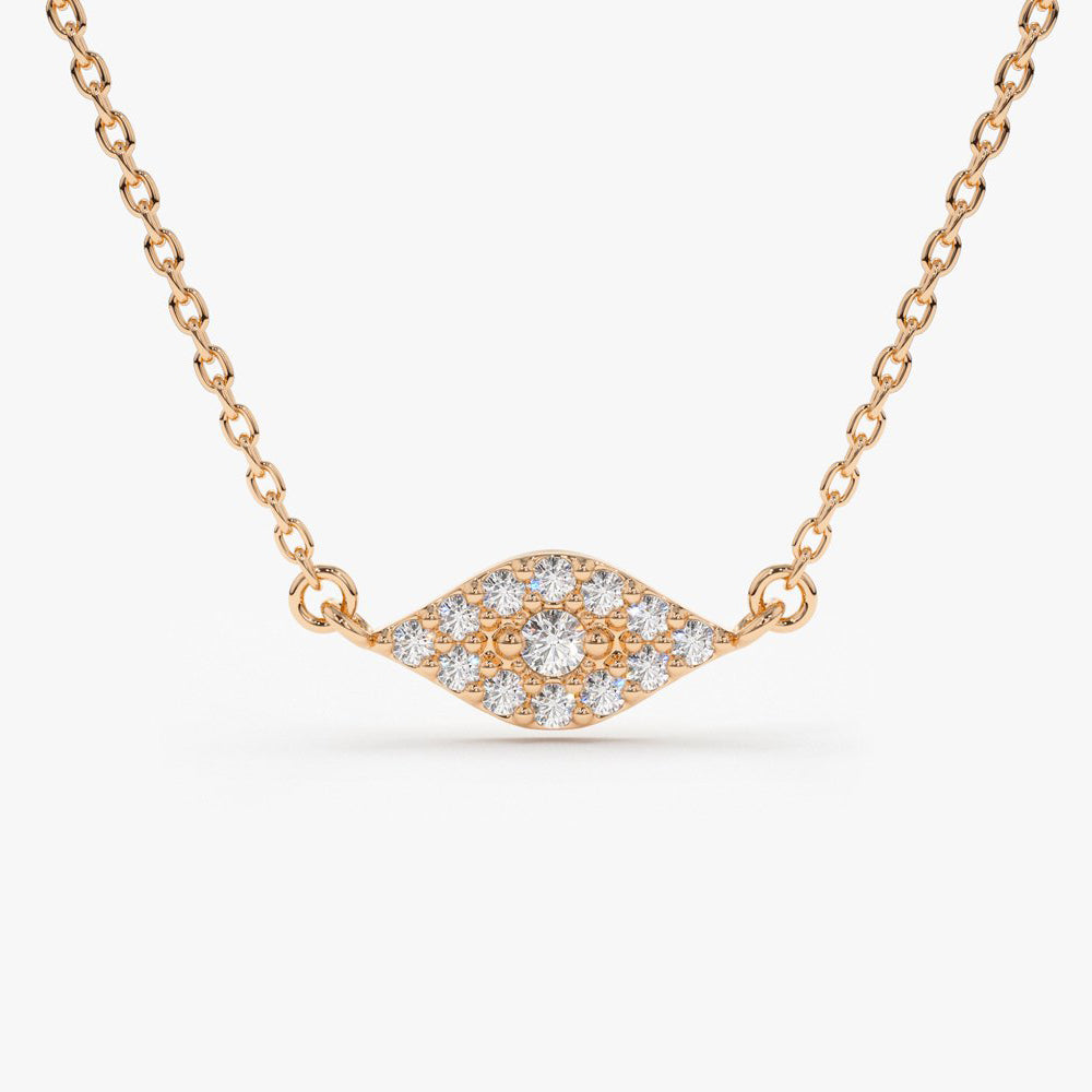 OBFJ1651 - 14K Gold Diamond Evil Eye Necklace 6