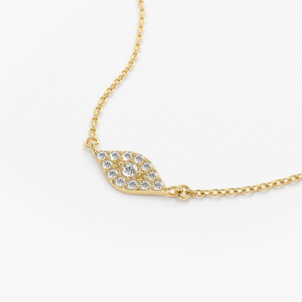 OBFJ1651 - 14K Gold Diamond Evil Eye Necklace 8