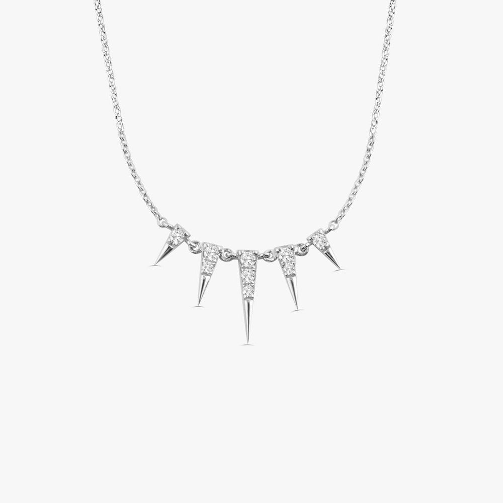 OBFJ1652 - 14K Gold Diamond Spike Necklace 5