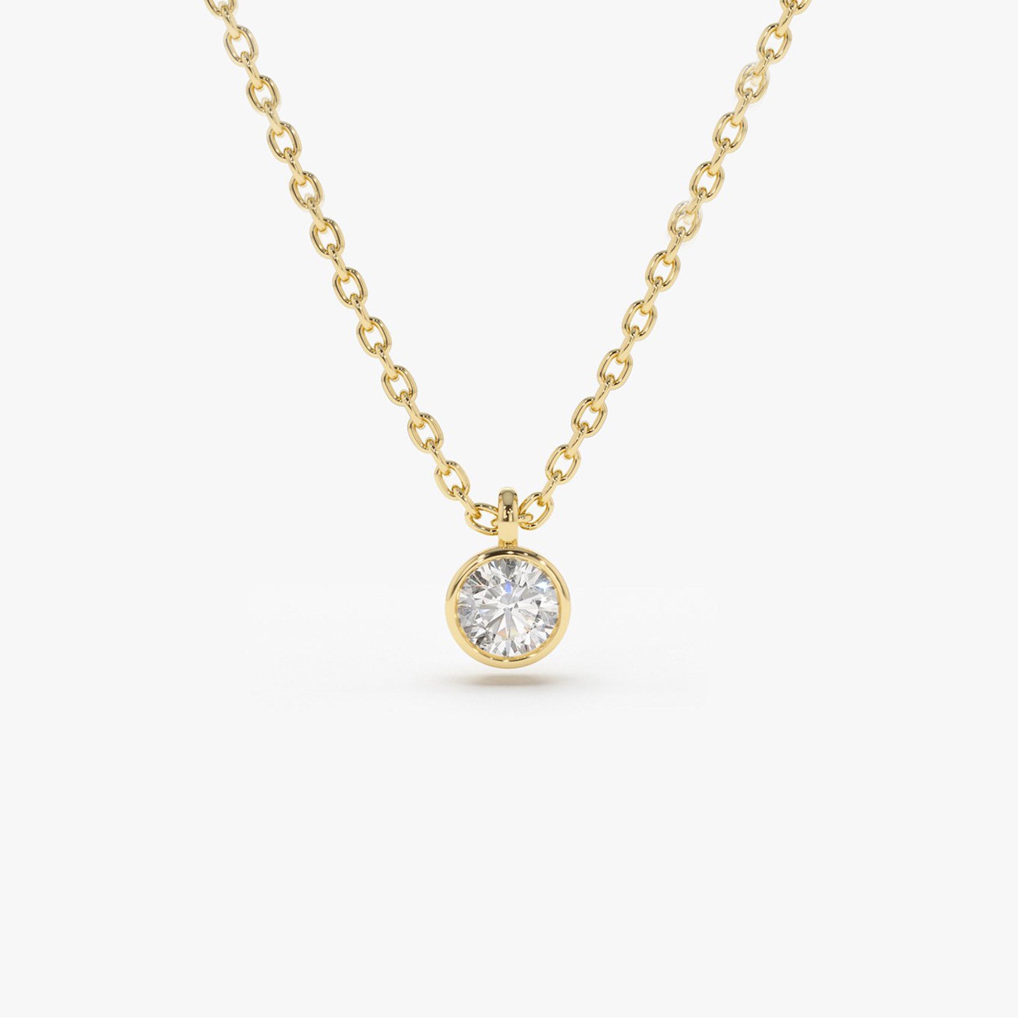 OBFJ2045 - 0.20-0.50 ctw Diamond Solitaire on a Bail necklace in selectable metal and diamond options - Roselle Jewelry view 1