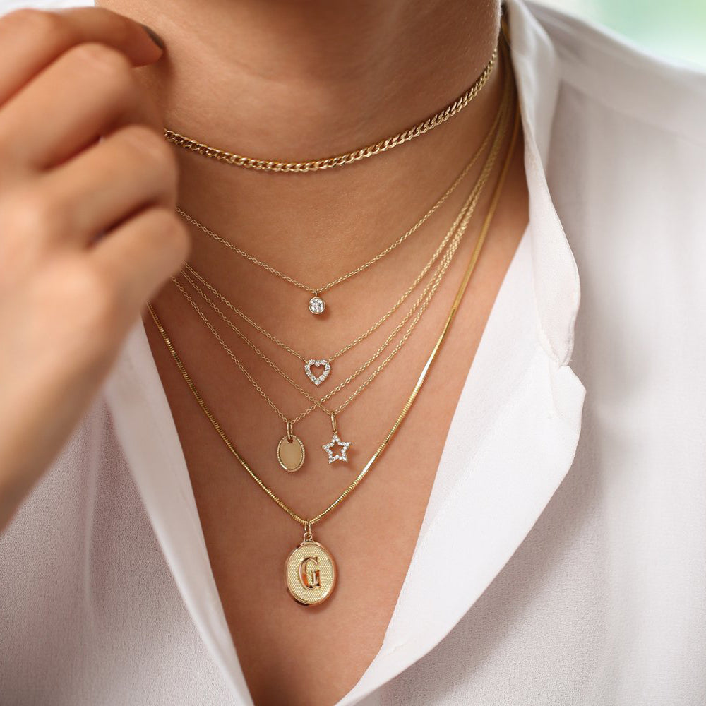 OBFJ1644 - 14K Gold Tiny Diamond Heart Necklace 2