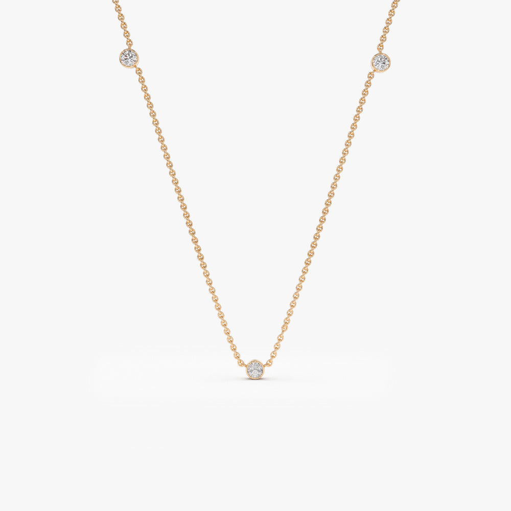 OBFJ1739 - 14k Bezel Setting Diamond by the Yard Necklace 4