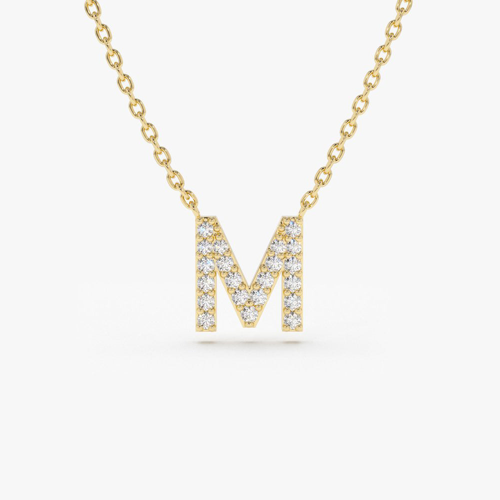 OBFJ1740 - 14K Gold Diamond Initial Necklace 1
