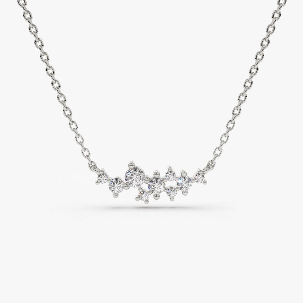 OBFJ1645 - 14K Gold Nine Diamond Cluster Necklace 7