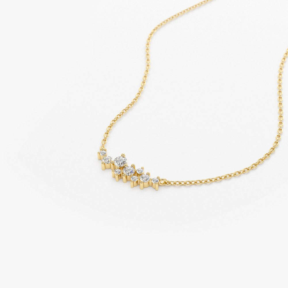 OBFJ1645 - 14K Gold Nine Diamond Cluster Necklace 8