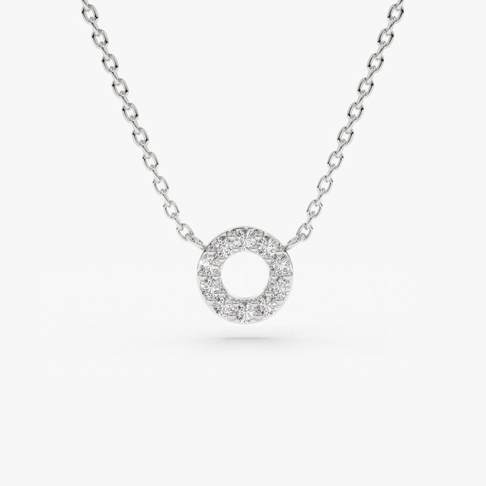OBFJ1639 - 14K Gold Mini Diamond Circle Necklace 7