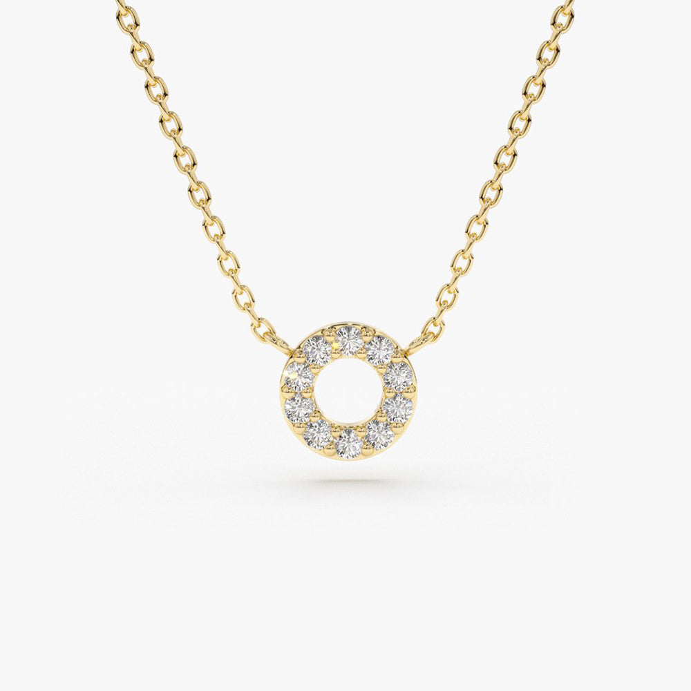 OBFJ1639 - 14K Gold Mini Diamond Circle Necklace 1