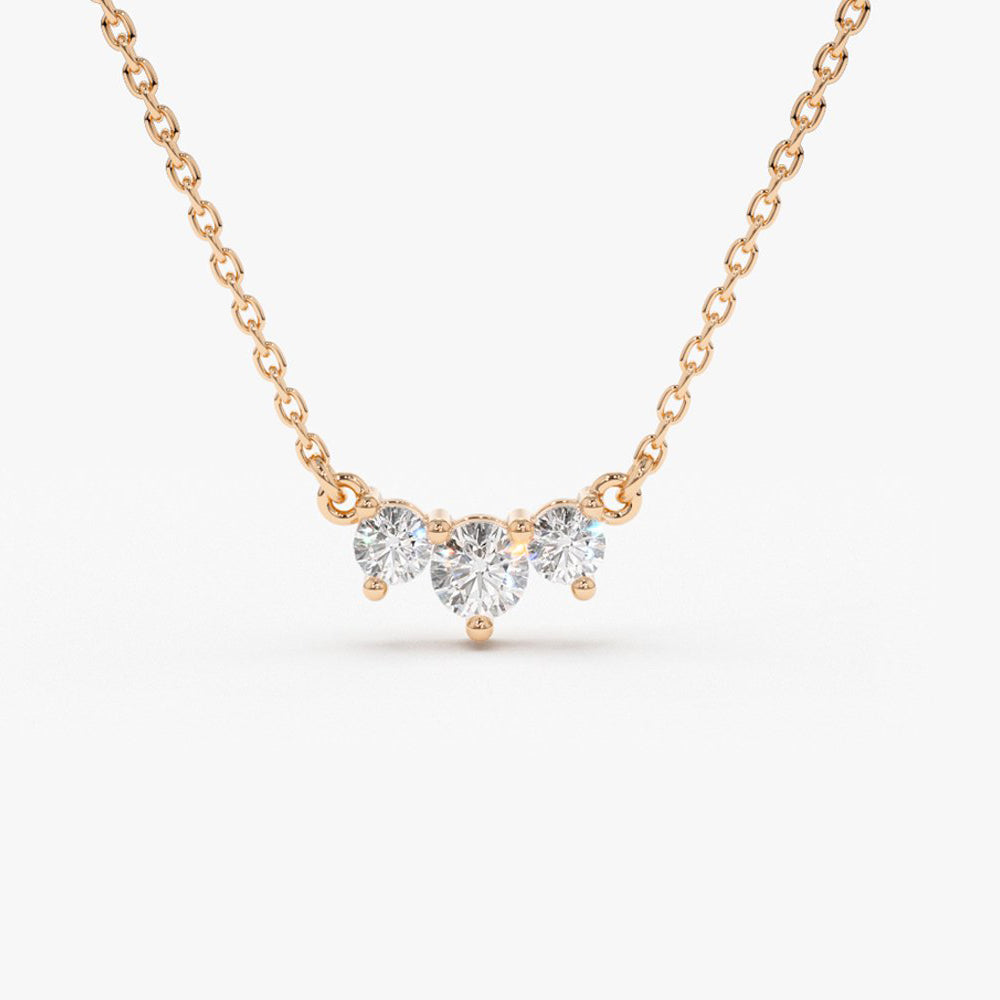OBFJ1642 - 14K Gold Classic Trio Diamond Necklace 9