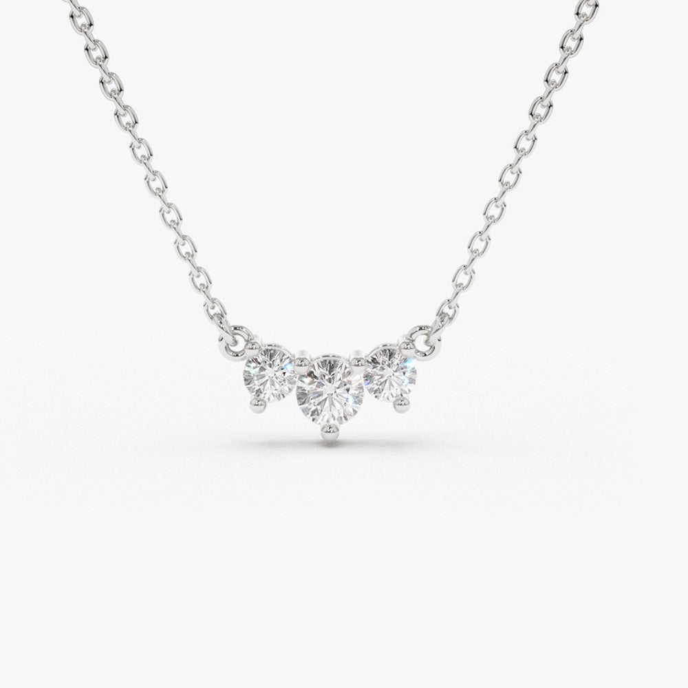 OBFJ1642 - 14K Gold Classic Trio Diamond Necklace 10