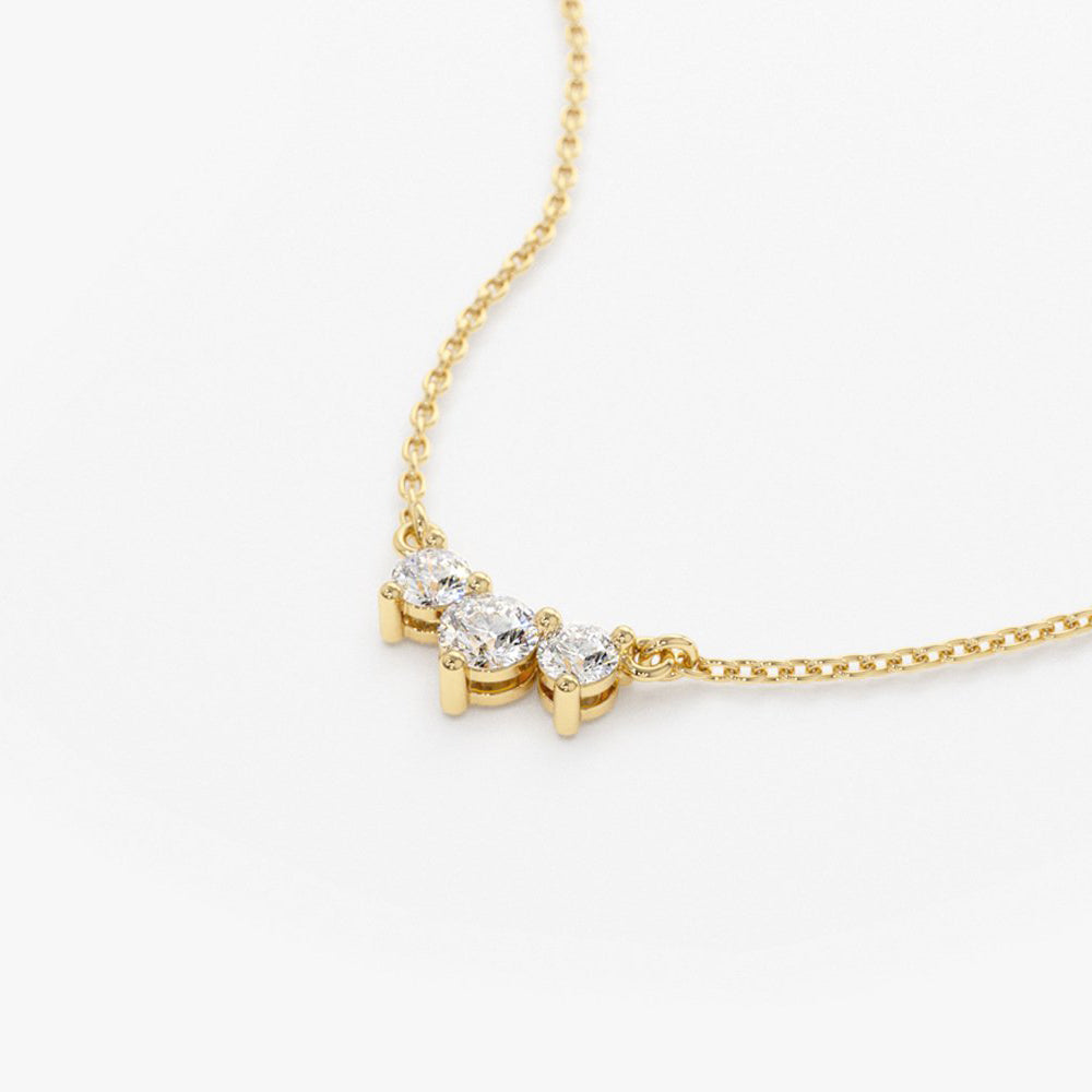 OBFJ1642 - 14K Gold Classic Trio Diamond Necklace 11