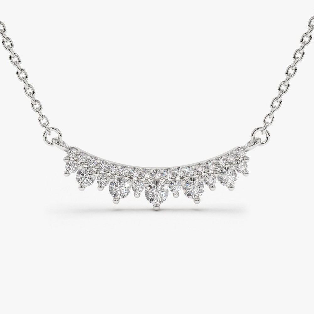 OBFJ1879 - Curved Bar Diamond Necklace necklace in selectable metal and diamond options - Roselle Jewelry view 6