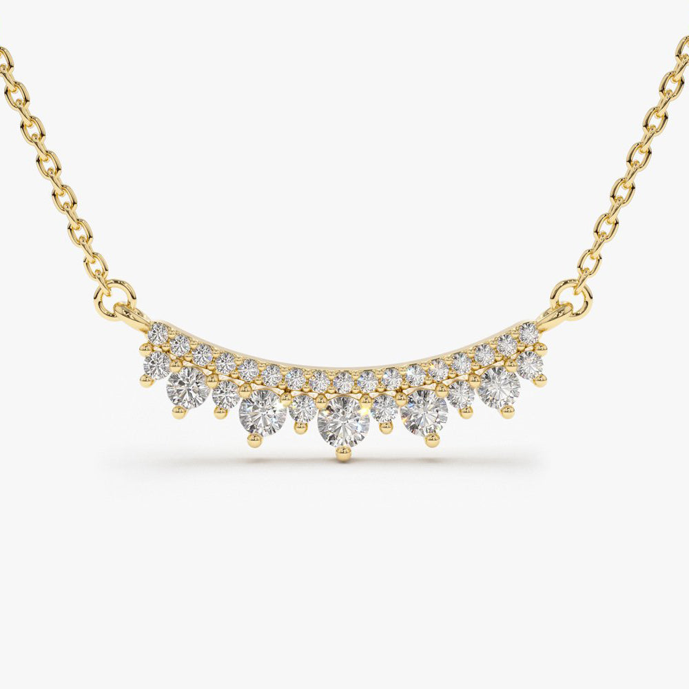 OBFJ1879 - Curved Bar Diamond Necklace necklace in selectable metal and diamond options - Roselle Jewelry view 1