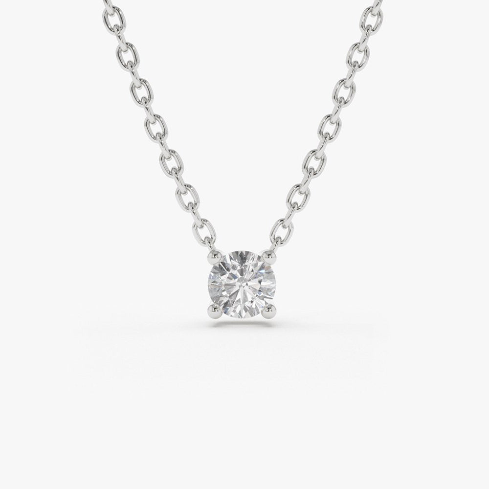 OBFJ1712 - 14K Gold Prong Setting Diamond Solitaire Necklace 10