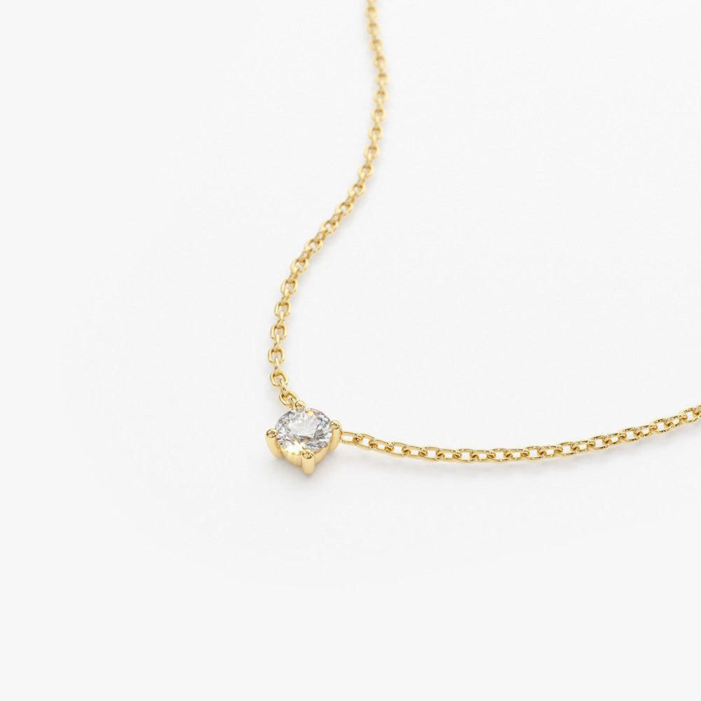 OBFJ2047 - 0.20-0.50 ctw Prong Setting Diamond Solitaire Necklace necklace in selectable metal and diamond options - Roselle Jewelry view 8