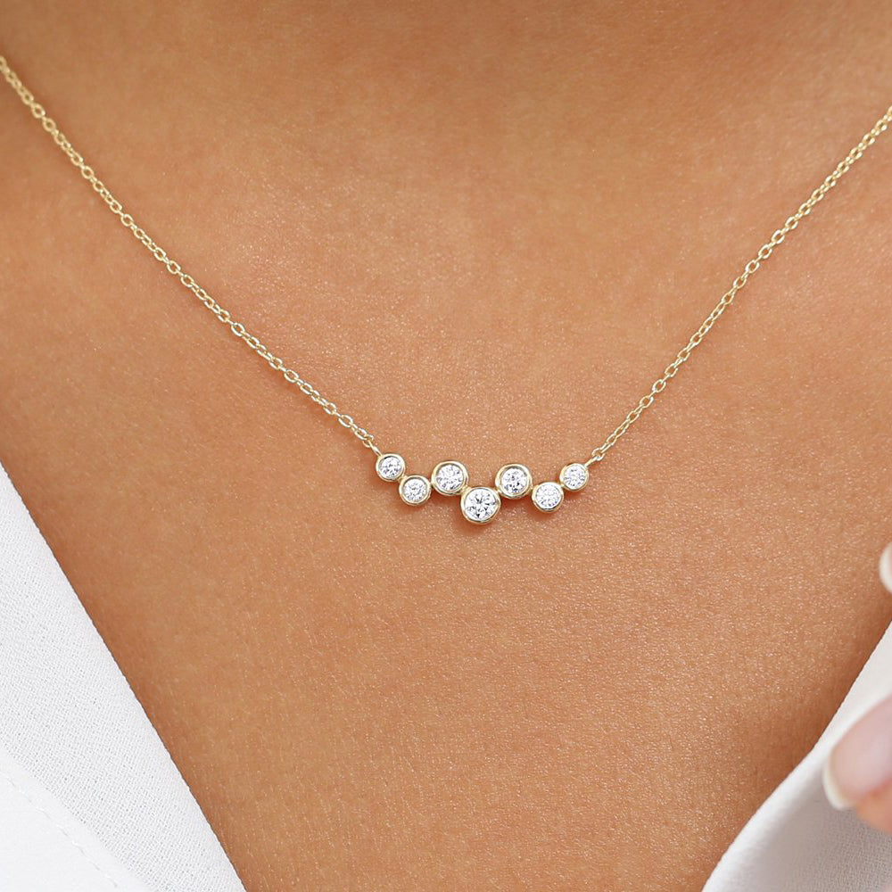 OBFJ1734 - 14K Gold Floating Diamond Bubble Necklace 2