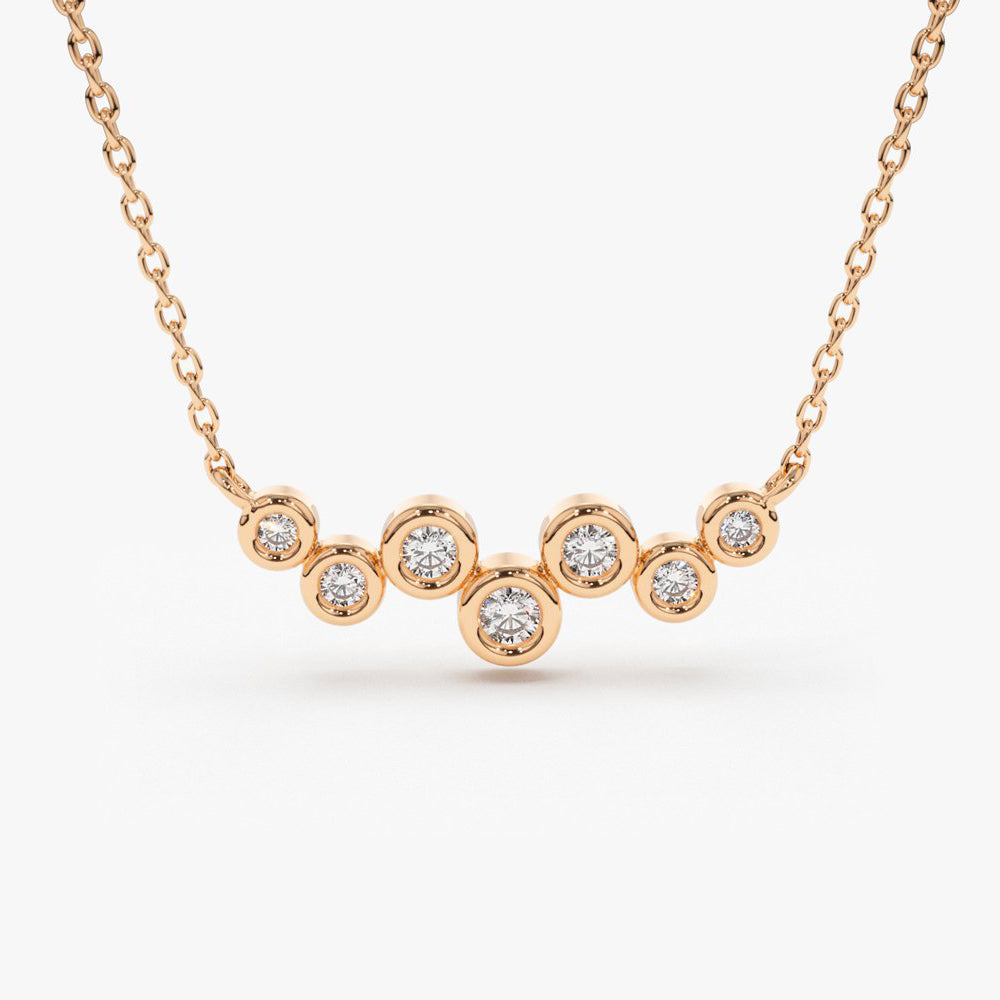 OBFJ0120 - 14K Rose Gold Floating Diamond Bubble Necklace 1