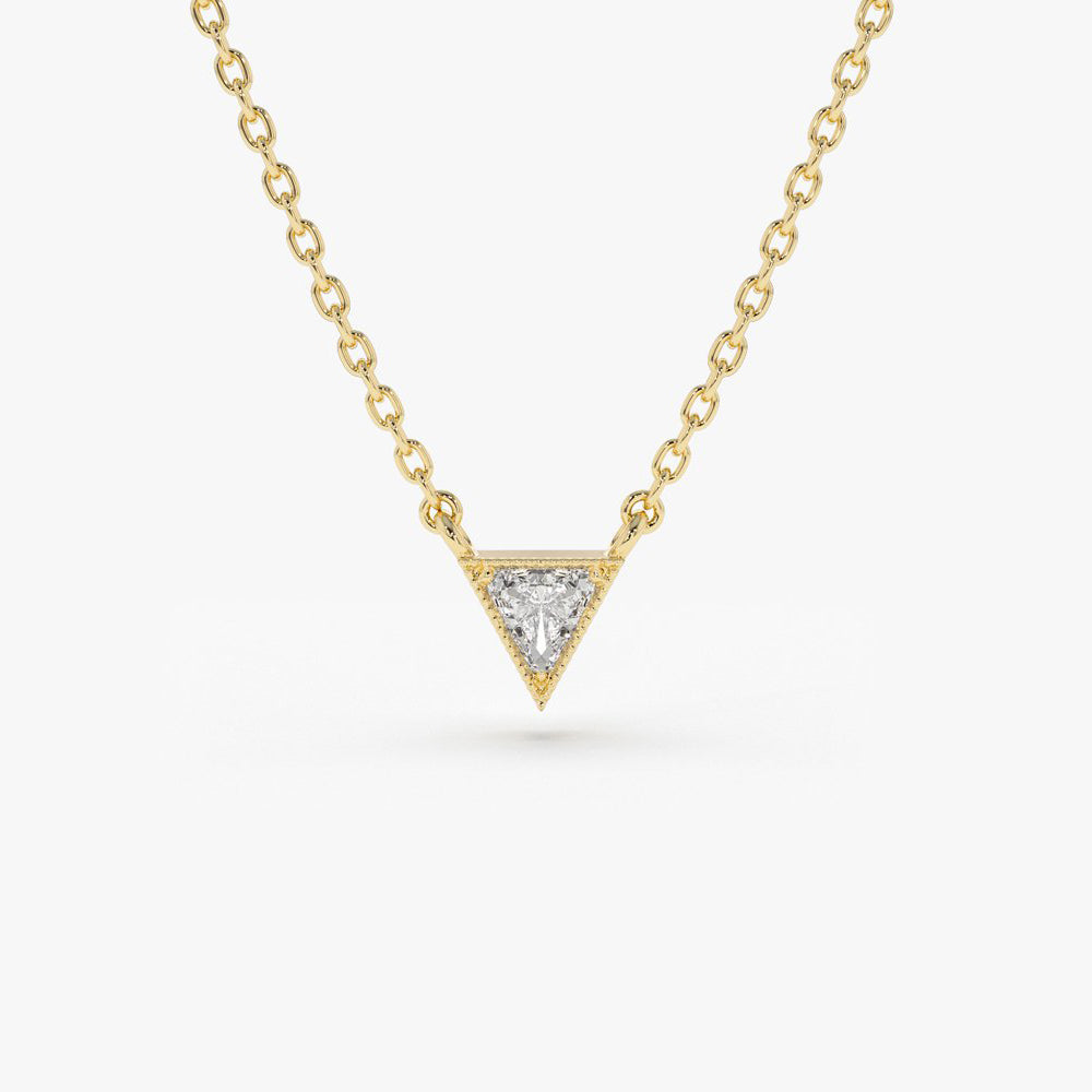 OBFJ1882 - Triangle Cut Diamond Solitaire Necklace necklace in selectable metal and diamond options - Roselle Jewelry view 1