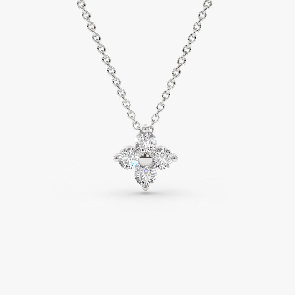 OBFJ1880 - Diamond Clover Necklace necklace in selectable metal and diamond options - Roselle Jewelry view 6