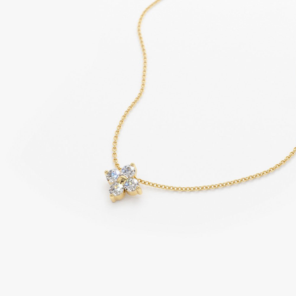 OBFJ1880 - Diamond Clover Necklace necklace in selectable metal and diamond options - Roselle Jewelry view 7