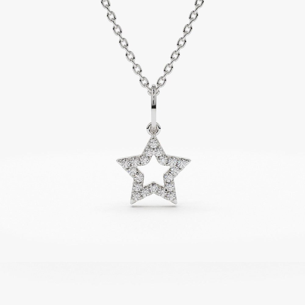 OBFJ1941 - Super Star Diamond Layering Necklace necklace in selectable metal and diamond options - Roselle Jewelry view 6